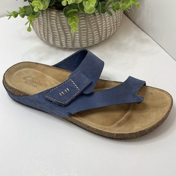 Clarks Artisan Perri Island Nubuck Sandals Size 6 Black Cork Effect Slip On - Picture 5 of 10